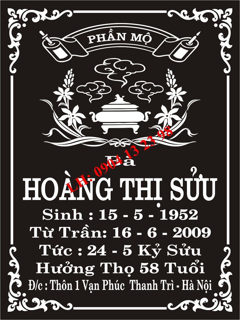 Bia mộ không ảnh 06